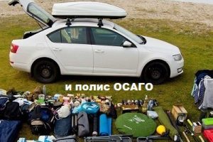 фото вещей в дорогу и полис ОСАГО